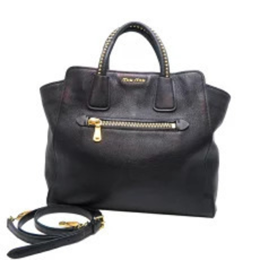 Miu Miu Bag Tote Leather Black